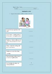 English Worksheet: APPLYING FOR A JOB!