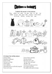 English Worksheet: Clothes and Colours