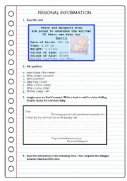 English Worksheet: PERSONAL INFORMATION