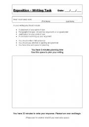 English worksheet: Exposition Task Proforma