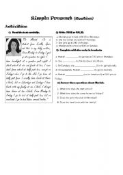 English Worksheet: Mariahs daily routine