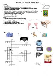 English Worksheet: hOME FURNITURE CROSSWORD