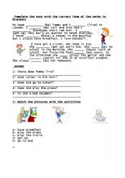 English Worksheet: daily routines