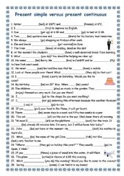 Present tense simple versus continuous