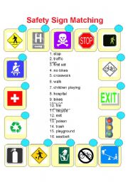 English Worksheet: Safety Sign Matching