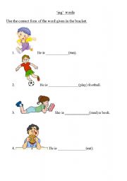 English worksheet: Grammar - ing words