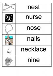 English worksheet: n - picture/word match