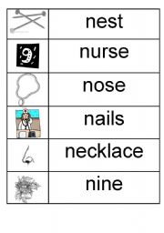English Worksheet: n - picture/word match
