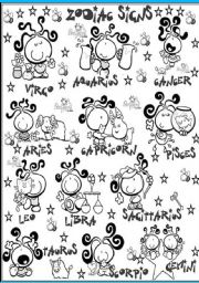 English Worksheet: zodiac signs pictionary