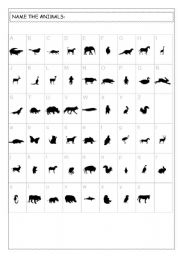 English worksheet: name the animals :)