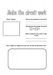 English Worksheet: Make the Circuit Work