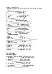 Present tense worksheets