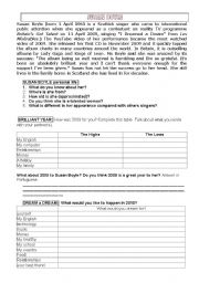 English Worksheet: Text Comphreension Susan Boyle