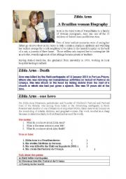 English Worksheet: ZILDA ARNS A BRAZILIAN HERO BIOGRAPHY