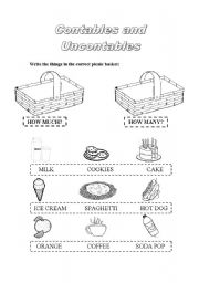 English Worksheet: Contable and Uncontable 