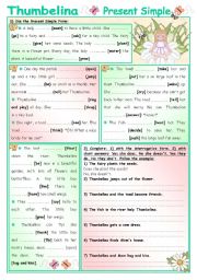 English Worksheet: Fairy Tales/ Stories (8): Thumbelina - Present Simple