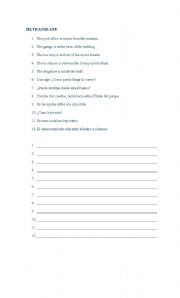 English worksheet: Translate