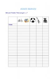 English Worksheet: A CLASS SURVEY