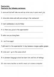 English worksheet: Punctuation: