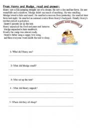 English worksheet: From Henry and Mudge, 