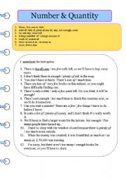 English Worksheet: Number & Quantity