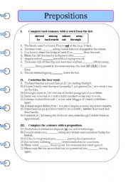 English worksheet: Prepositions