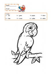 English Worksheet: Color the parrot