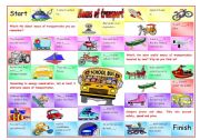 English Worksheet: Means of tranportation & verbs boardgame + instructions, suggestions & keys **fully editable ((2 pages))