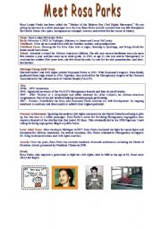 English Worksheet: FACT FILE : Meet ROSA PARKS / Level A2+/B1