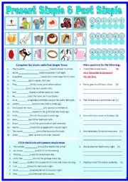 Present and Past Simple Tense (B/W & Keys) included