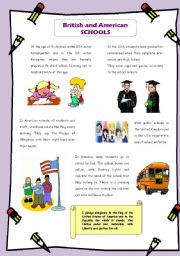 English Worksheet: British and American schools