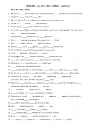 English Worksheet: Definite, indefinite, zero articles