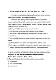 English Worksheet: Rude things people do 
