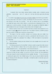 English Worksheet: reading comprehension