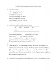 English worksheet: One lesson hour on likes and dislikes