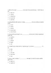 English Worksheet: Modals