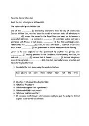 English worksheet: reading comprehention