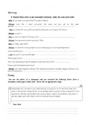 English worksheet:  writing 