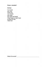 English Worksheet: Draw a monster