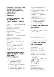 English Worksheet: 8TH GRADE ENGLISH EXAM FOR MY ENGLISH COURSE BOOK