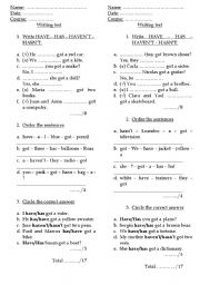English Worksheet: Have/ Has/ Have not/ Has not