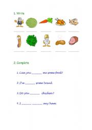 English worksheet: Food - Writing