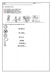 English worksheet: Review about Sports/ Jobs