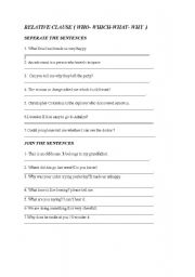 English Worksheet: RELATIVE    CLAUSE