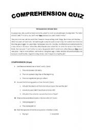 English Worksheet: comprehension quiz