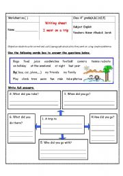 English Worksheet: i went on a trip