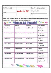 English Worksheet: verb to be