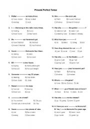 English Worksheet: Present Perfect Tense