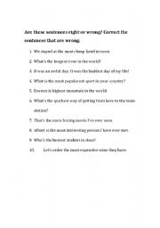 English worksheet: Superlatives - possible correction