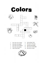 English Worksheet: crossword on colors